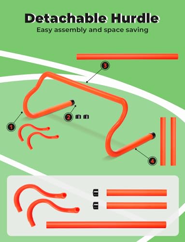 GHB Agility Hurdles 8" Speed Agility Training Hurdles, Detachable Sturdy Hurdles Training Equipment Set with Carry Bag for Kids,Athletes,Soccer,Basketball - size: 17 Pack
