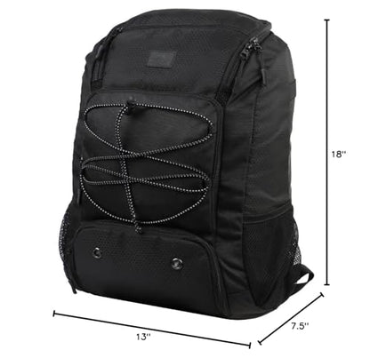 MATEIN Baseball Backpack, Softball Bat Bag with Shoes Compartment for Youth, Boys and Adult, Lightweight Baseball Bag with Fence Hook Hold TBall Bat, Batting Mitten, Helmet, Caps, Teeball Gear - color: Black, size: 29L