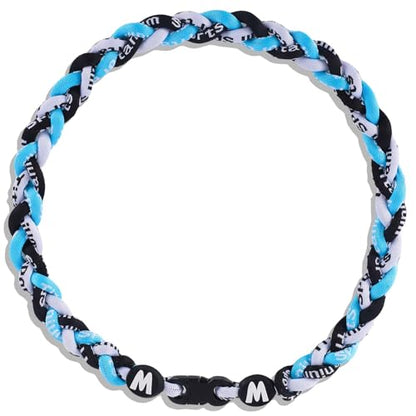 Willtok Premium 18inch Baseball Necklace w/Nylon Tri-Braided Rope Tornado Design - color: Light Blue Black White