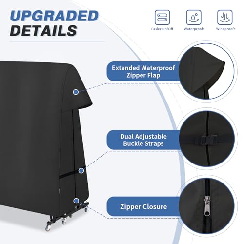 Ping Pong Table Cover Outdoor Waterproof, Dual Function Table Tennis Cover Fits Both Folding Tables and Flat Tables Indoor & Outside 68"L x 6"/30"W x 62"H, Black - color: Black