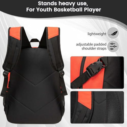 Basketball Backpack - Large Sports Equipment Bag with Ball Holder & Shoe Compartment for Basketball. (red) - color: Red