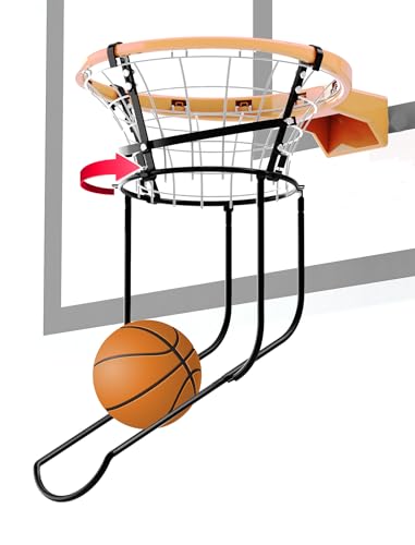 Rotatable Basketball Return Attachment: Heavy Duty Basketball Rebounder with Stable Large Hooks Set for 14"-18" Rim Baskets - Training Accessories for Shooting Practice Outdoor & Indoor