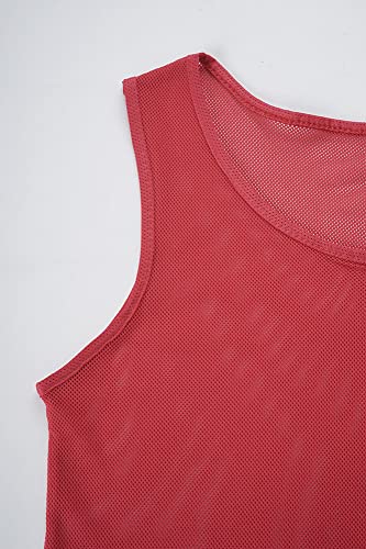 12 Pack（1-12） Numbered Pinnies/Soccer Training Bibs/Basketball Jerseys for Kids,Youth and Adults - color: 1-12 Red, size: Medium