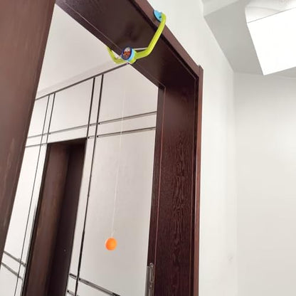 Door Ping Pong Game Over The Door, Adjustable Doorway Game Pingpong Trainer, Door Jam Pingpong Starter Kit, Portable Table Tennis Exerciser Set with Racket and Balls