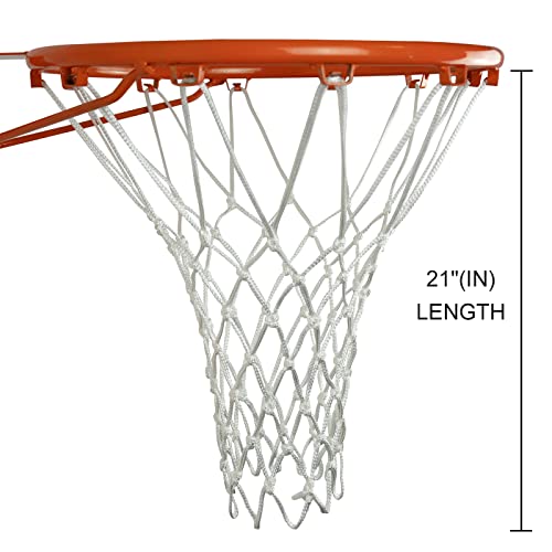 Sanung 2PCS White Basketball Net Replacement 12 Loops 21 inch Professional Anti-Whip with Storage Pouch for Competition Standard Indoor Outdoor All-Weather Thick Mesh Nets