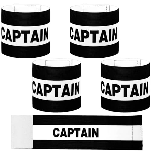 4Pcs Elastic Soccer Captain Armbands, Adjustable Breathable Classic Design, Suitable for Youth and Adults, Multi-Sport Accessory for Football, Rugby, Basketball and Volleyball (12.2x3.15In)