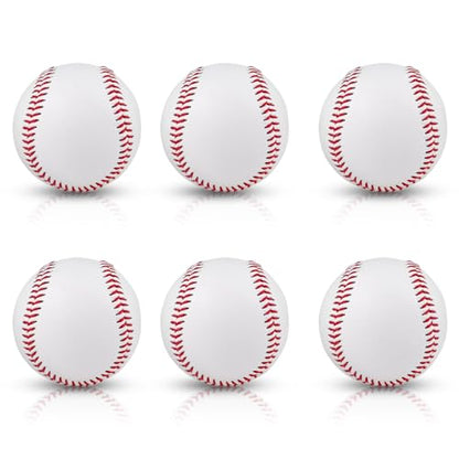 Rarapop Blank Standard Baseball Balls, Official Size 9 Inch Leather Covered Practice Baseball Training Ball for League Play, Pitching, Hitting, Batting, Fielding, Autograph - style: Hard-6pack