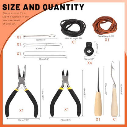 Tanstic 13Pcs Baseball Glove Relacing Kit, Softball Mitts Baseball Glove Care Kit Includes Leather Strips, Baseball Glove Lace Drawstring Threader, Glove Locks, Pliers, Lacing Tools with Storage Case