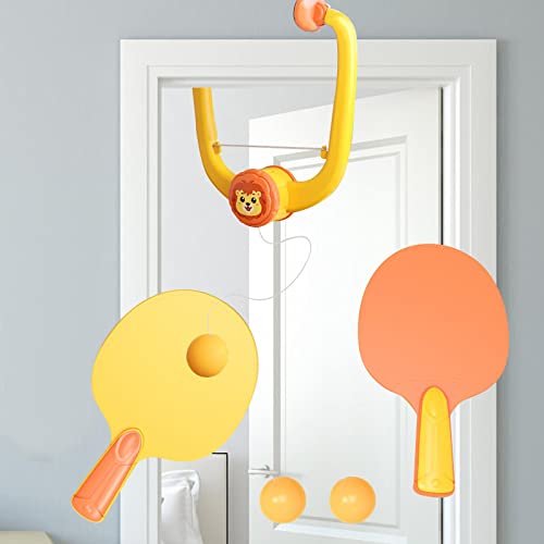 6 Pieces Tennis Indoor Table Tennis Ping Pong Paddles Balls Set Door Frame Exerciser Hand Eye Coordination Toy Practice Suitable for P