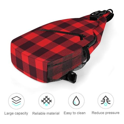 Sling Bag Crossbody Travel Hiking Chest Backpack Shoulder Daypack for Women Men (for Red Black Buffalo Check Plaid Pattern) - color: Style (252)