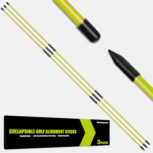 Collapsible Golf Alignment Sticks, 40 Inch Golf Alignment Rods for Swing Trainer, Putting, Aiming, Posture Correction and Golf Practice - color: 3 Pack - Yellow