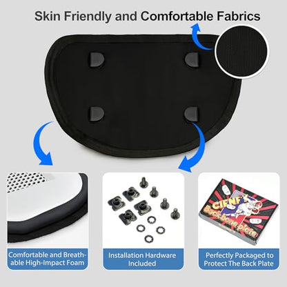 Football Back Plate, Lower Backplate with Hard Shell, High Impact Padding and Durable Adjustable Straps for Youth and Adults - color: White, size: Youth