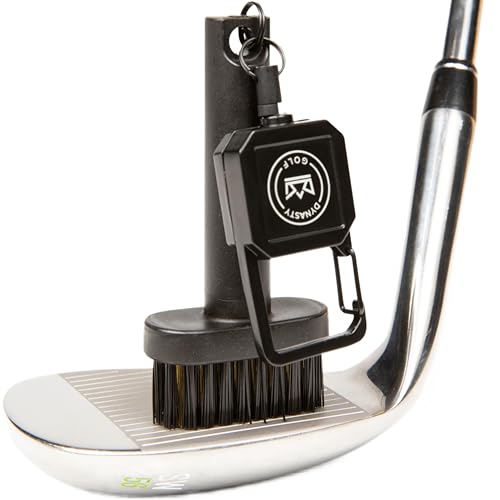 Mini Golf Club Brush, Retractable Golf Brush for On-Course Club Face Cleaning, Compact Clip-On Golf Bag Brush, Portable Golf Club Brush