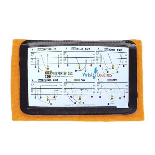 Football Play Wristbands - Youth Quarterback Gear - Wristband Playbook for Football and Softball Signs - color: Orange