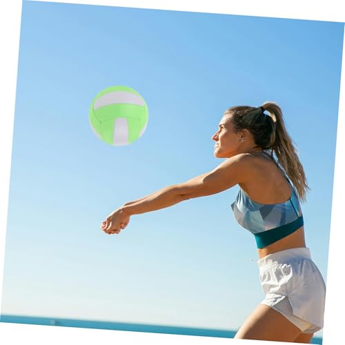 Soft Indoor Volleyball Size 5, Inflatable Soft Training Ball for Sports Practice, Macaron Green-White, Suitable for Student Exams and General Volleyball Training