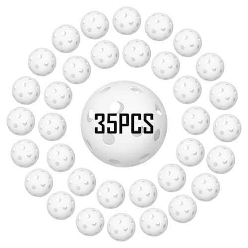 35 Pack Practice Golf Balls Limited Flight Plastic Golf Balls 42mm Practice Golf Balls for Backyard Golf Training Balls for Swing Practice, Airflow Hollow (Multiple Colors) - color: WHITE