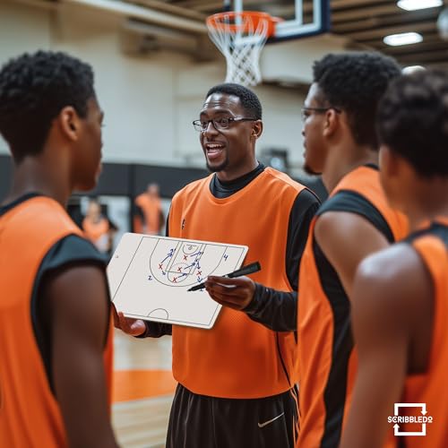 SCRIBBLEDO Basketball Dry Erase Coaching Clipboard Coach Board with Court Diagram, Double-Sided Strategy Whiteboard for Plays, Drills & Game Planning - style: Option 1