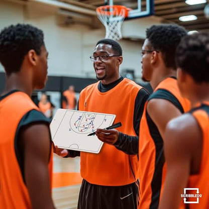 SCRIBBLEDO Basketball Dry Erase Coaching Clipboard Coach Board with Court Diagram, Double-Sided Strategy Whiteboard for Plays, Drills & Game Planning - style: Option 1
