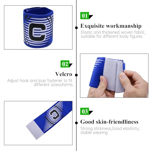 Elastic Soccer Captain Armband for Youth and Adult - size: Blue