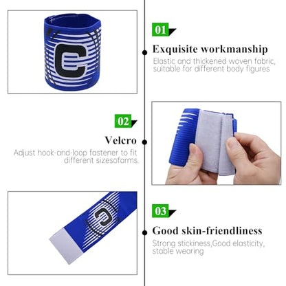 Elastic Soccer Captain Armband for Youth and Adult - size: Blue