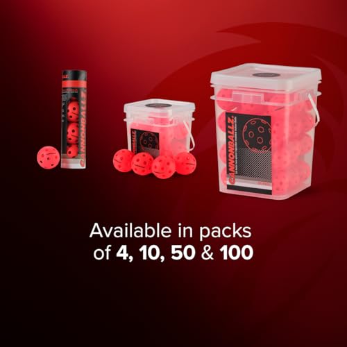 Cannonballz - Indoor Pickleball Balls Multi-Pack – 26 Hole Fluorescent Ember Pickleball Balls, USAPA Approved Indoor Pickleballs for Training, Practice & Tournament Performance