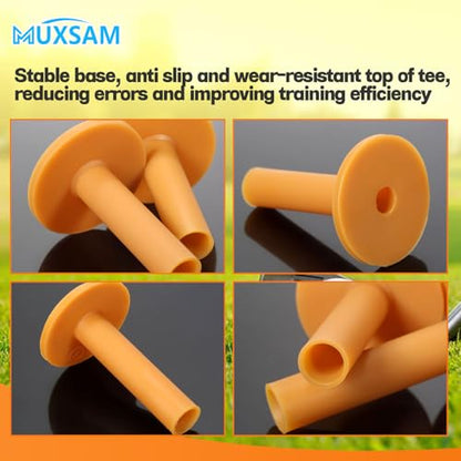 MUXSAM Rubber Golf Tees Holder Set, Driving Range Mats Rubber Ball Seat for Golf Hitting Practice Mat Indoor Outdoor Training, Different Size