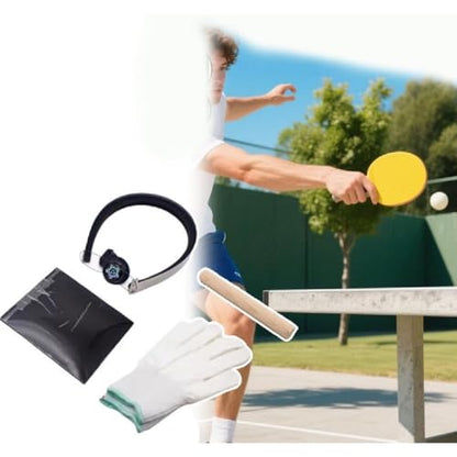 Professional Table Tennis Rubber Cutter Set with Adjustable Bow Knife, Precision Blade, Roller and Safety Gloves, Complete Ping Pong Racket Maintenance Kit
