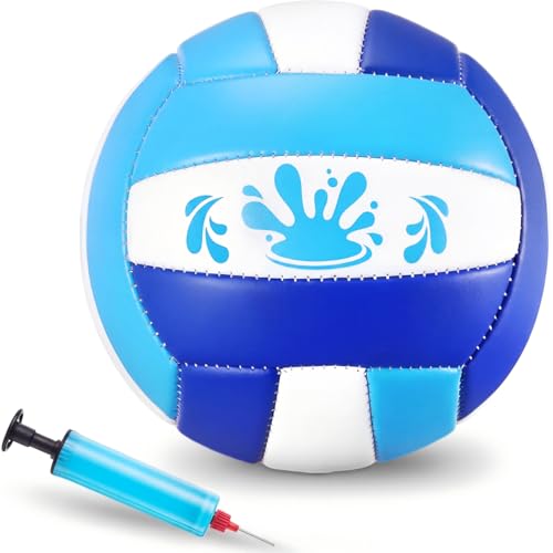 Leitee 5/8.5 Inches Waterproof Volleyball Swimming Pool Water Volleyball with Soft Cover and Pump for Adults Pool Beach Game Outdoor Indoor - color: Blue/Light Blue/White, size: 5 Inch