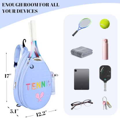 NZNDB Tennis Bags for Women Girl, Tennis Sling Crossbody Backpack, Water Resistant Tennis Bag for Pickleball, Tennis, Racketball - color: Blue