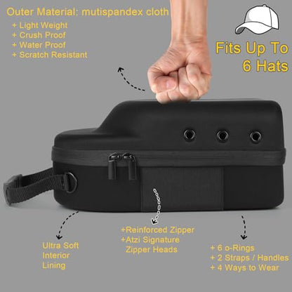 GERMUN Hard baseball hat case, Hat Carrier Travel Case with Adjustable Shoulder Strap, Hat cap case for 6 Baseball Caps - Perfect for Traveling & At-Home Storage (Black with Purple) - color: Black with Purple