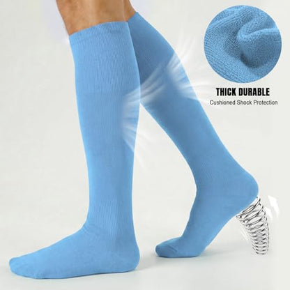 XZQTIVE Baseball Softball Socks and Baseball Softball Belt Combo Set Knee-High Soccer Socks for Kids Youth Adult - color: Baby Blue, size: Kid