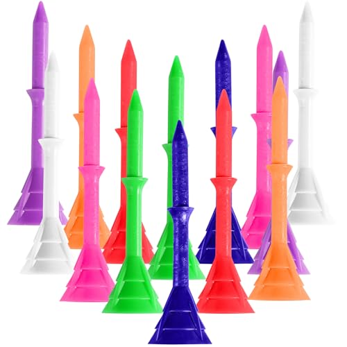 Amy Sport Golf Tees Plastic 3 1/4 inch Upgrade Unbreakable Bulk 30 Pack Reduce Friction Side Spin Durable Stable 83 mm Long Tee for Golfer Practice - color: Multicolor
