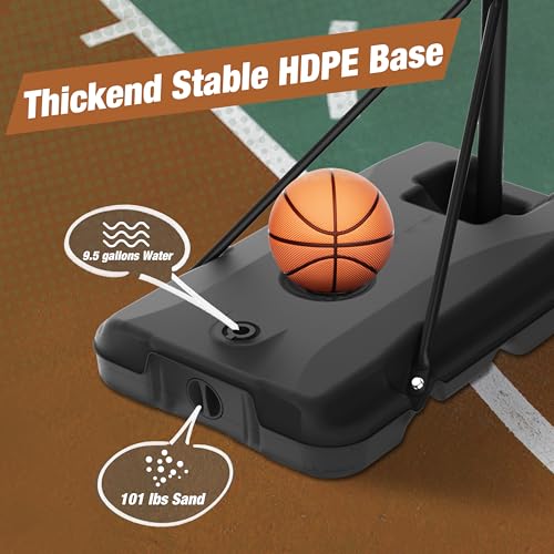 Basketball Hoop Outdoor with 33 Inch Shatterproof Backboard, Portable Basketball Goal System - style: 4.0-8.5FT (Green)