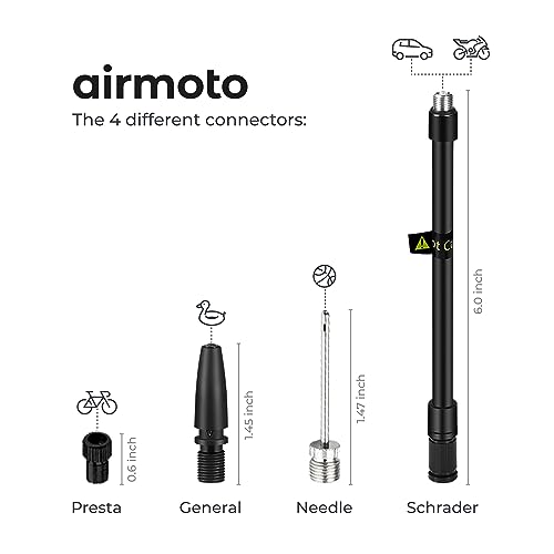 Airmoto Spare Kit - Backup Accessories Tire Inflator Portable Air Compressor - Includes Scharder Valve, Presta Adapter, Needle Adapter and General Valve Adapter - Complete Replacement Set