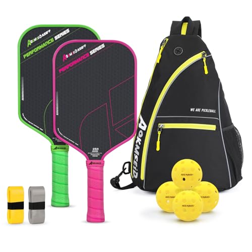 AKS Performance Series Pickleball Paddles Set - Toray T700 Raw Carbon Fiber Pickleball Paddle with Friction Surface, 16mm Powerful Polymer Core, Good Control & Spin Shots, USAP Approved