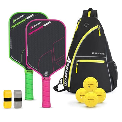 AKS Performance Series Pickleball Paddles Set - Toray T700 Raw Carbon Fiber Pickleball Paddle with Friction Surface, 16mm Powerful Polymer Core, Good Control & Spin Shots, USAP Approved