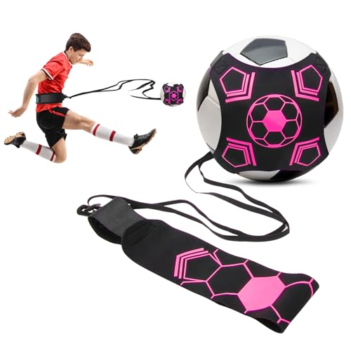 Coolrunner Solo Soccer Kick Trainer, Kick Hands Free Solo Soccer Trainer for Adult Kids, Football/Volleyball/Rugby Trainer Perfect for Football Skill Improvement, Fits Ball Size 3, 4, and 5 ﻿ - color: Pink