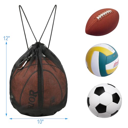 Cosmos Basketball Bag Basketball Backpack - Single Ball Mesh Storage Crossbody Sling Sackpack for Volleyball Soccer Rugby Football Equipment, Sport Bag Organizer for Gym Pool Beach & Travel Essentials