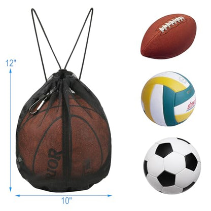Cosmos Basketball Bag Basketball Backpack - Single Ball Mesh Storage Crossbody Sling Sackpack for Volleyball Soccer Rugby Football Equipment, Sport Bag Organizer for Gym Pool Beach & Travel Essentials