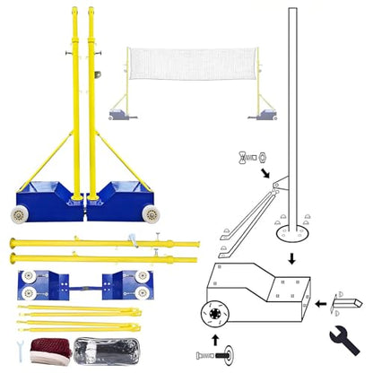 Volleyball/Badminton Net & Pole, Indoor Portable Volleyball Net with Stand for Backyard, 5.1-6.9ft Height Adjustable Outdoor Volleyball Net and Poles for Sports Ground Garden Suitable for Men, Women