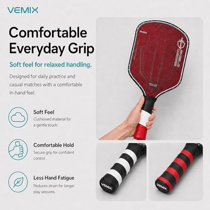 Pickleball Overgrip Tape – Non-Slip Sweat-Absorbing Replacement Grip for Paddle & Tennis Racquet, Soft Cushion Comfort, Multi-Pack Color Options - style: Red 4 + Black 4 + White 4