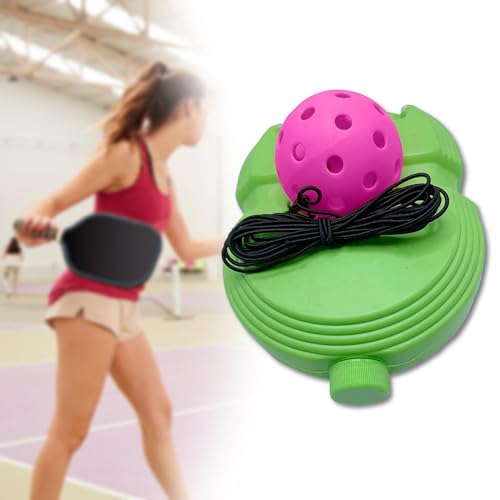 B Baosity Pickleball Trainer Pickleball Rebounder Pickleball Solo Equipment Portable Adult Kids Outdoor Sports Pickleball Training Base, Pink Ball Green