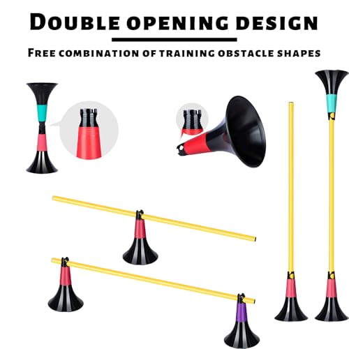 Basketball Training Cones and Agility Poles Set, 8pcs Cones with Anti-Slip Silicone Sleeve & 8pcs 19.7" Poles, Heavy Duty Soccer Training Equipment for Dribbling Drills and Speed Hurdles
