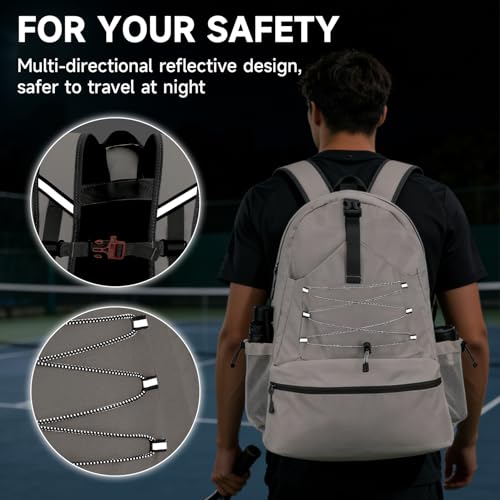 SANLIKE Pickleball Bag Backpack for Men Women，Large Pickle Ball Paddle Bag Fits 2 to 4 Paddles,Sports Duffle Bags with Shoe Compartment and Pocket - color: White