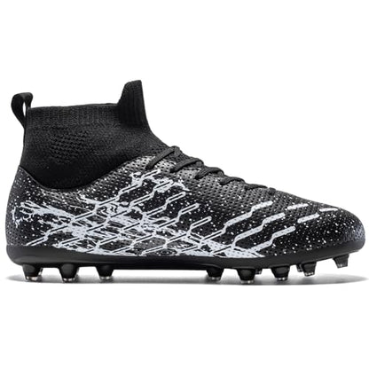 Kids Slip On Soccer Cleats for Boys Girls Youth Training Football Shoes - color: Black/White, size: 12 Little Kid