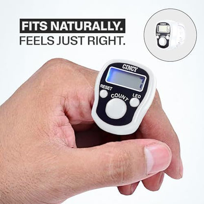 CINCY Clicker Counter with LED for Day & Night Use | Instant Reset, Accurate & Quiet, Long Battery Life | for People, Laps, Pitch, Golf, Baseball, Fish Counting, for Prayer, Everyday Prayer – 1 Pack - color: White