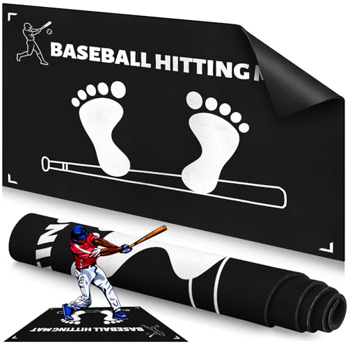 Baseball Training Mat, Baseball and Softball Batter Stance Hitting Mat, Improve Posture, Batting Mat with Toes Facing Place, Silent Anti-Skid, Baseball Training Equipment, 35.4 * 23.6 Inch - color: Black B