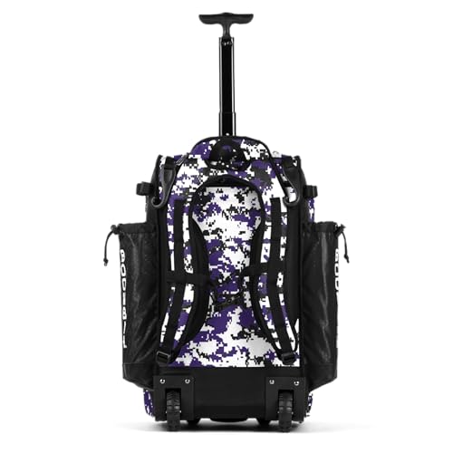 Boombah Catchers Superpack Hybrid Rolling Digital Camo Bat Bag - Multiple Colors - Wheeled & Backpack Version - color: Black/Purple