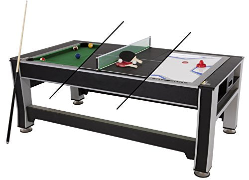 Triumph 3-in-1 Swivel Multi-Game Table – 84" Rotating Game Table with Air Hockey, Billiards & Table Tennis – Complete Accessory Set Included – Space-Saving Family Game Room Entertainment