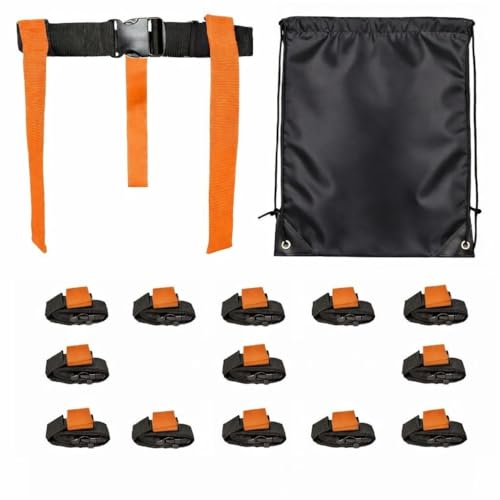 HE Adult Flag Football Belts 40″ Adjustable, Extra-Wide 2″ Heavy-Duty Polypro – Made in USA Lifetime Waranty Several Colors - color: Orange
